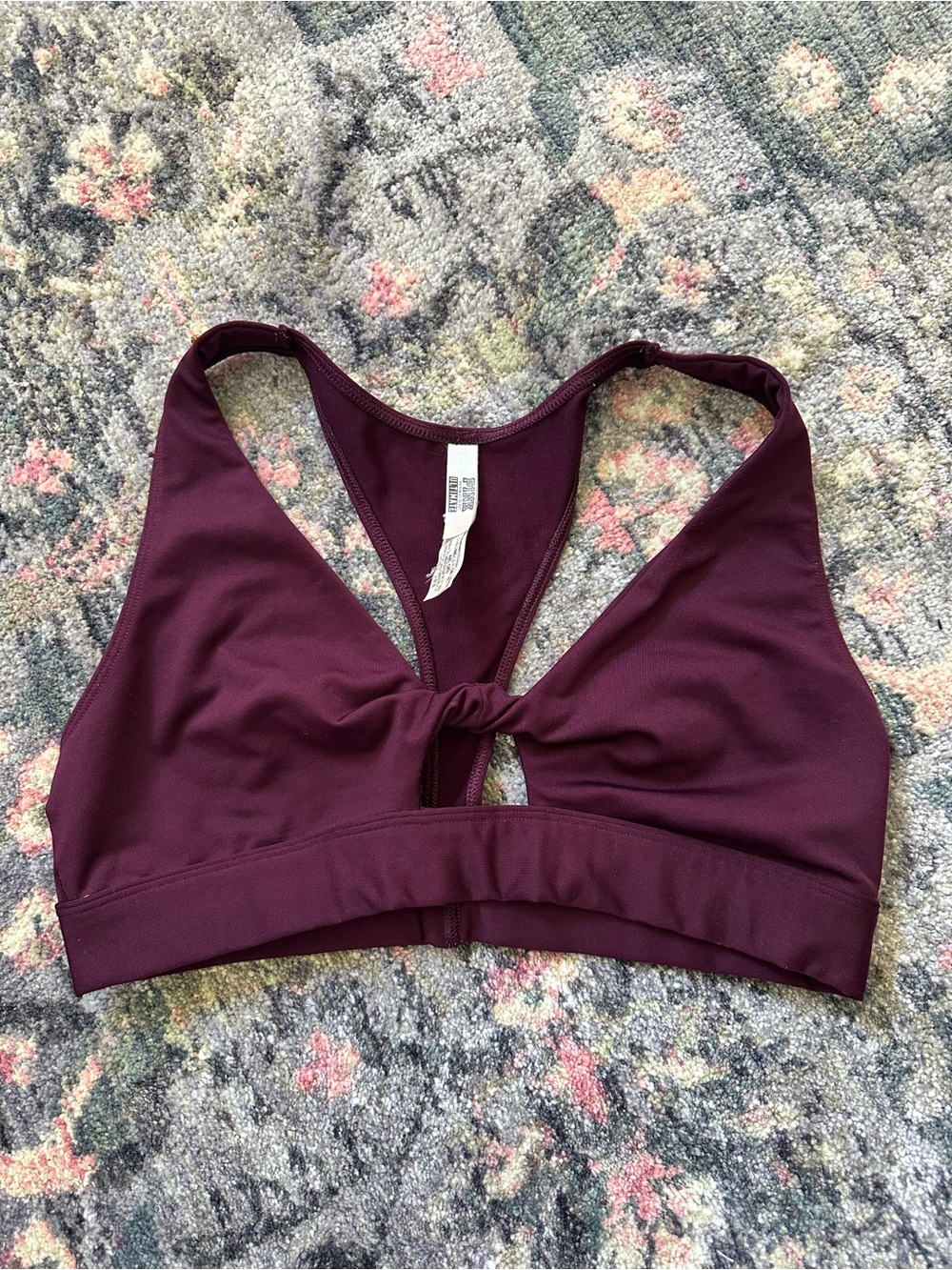 PINK Victoria's Secret Knot-Front Athletic Bralette - Plum No Padding Sporty L